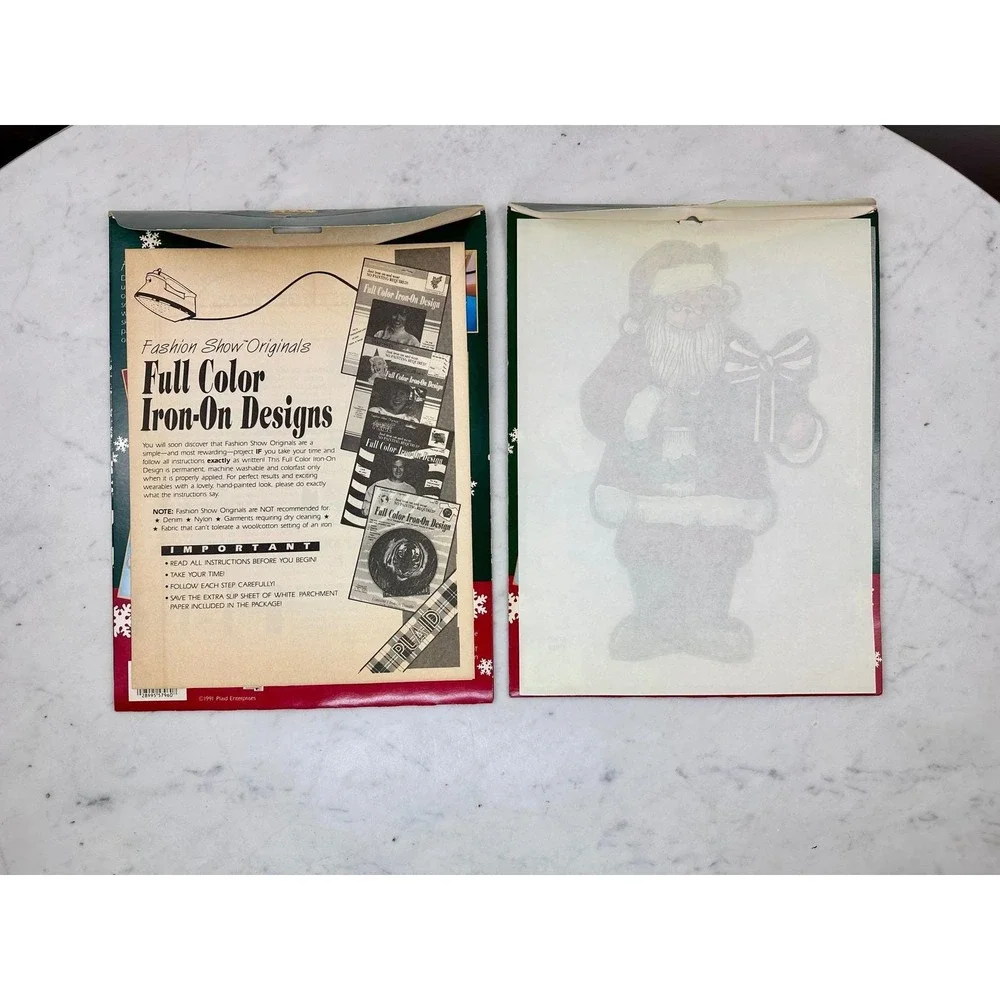 Plaid Christmas Iron-On‎ Transfers OS Multi New Vintage 90s Santa